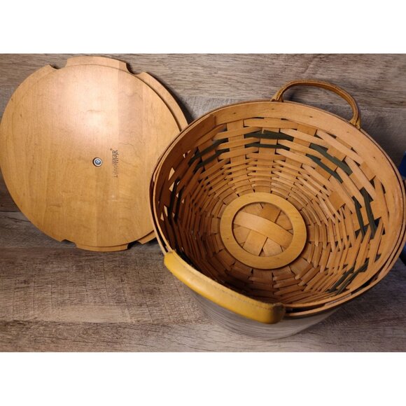 Longaberger Vintage Christmas Collection 1999 Edition Popcorn Basket W/ Lid & Ha - Picture 13 of 13